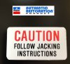 Chrysler Dodge Plymouth Bumper Jack Base CAUTION Rectangular Decal